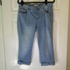 BLEU Women's 14W Light Wash Stretch Crop Jeans Pull-On Style Comfort Fit
